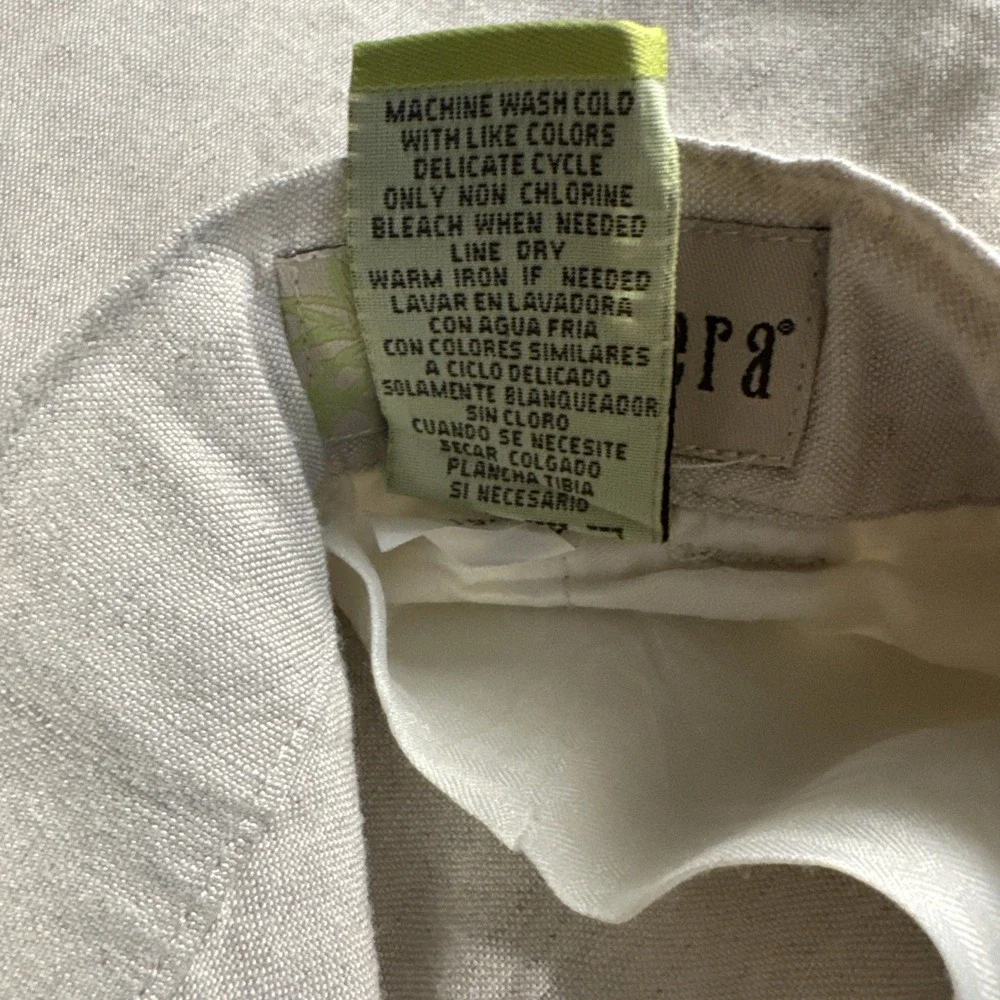 Cubavera Linen Blend Pants Mens Large Light Khaki Drawstring Elastic Waist